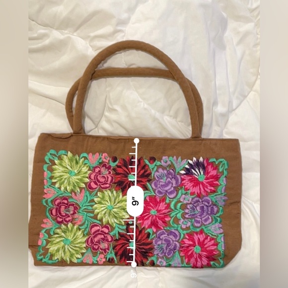 Mexican traditional brown embriodered purse medium size - Picture 3 of 4